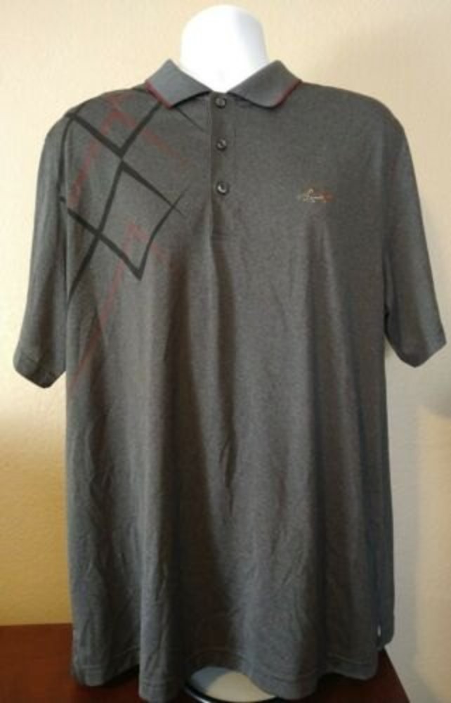 Men's Greg Norman Play Dry Gray Polo Short Sleeve Shirt XL